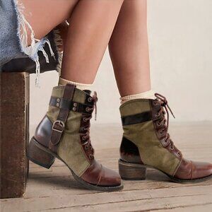 Durango Brown & Olive Moto Combat Ankle Boots
